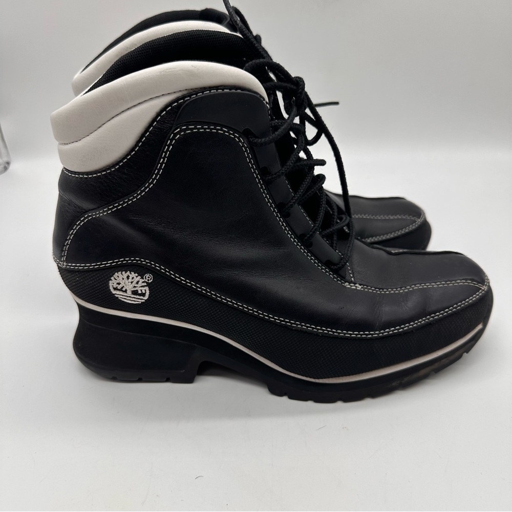 Timberland Euro Dub Spin Black & White Waterproof Boots EUC Size 7.5